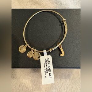 Alex and Ani Gold Bangle with Initial J Charm